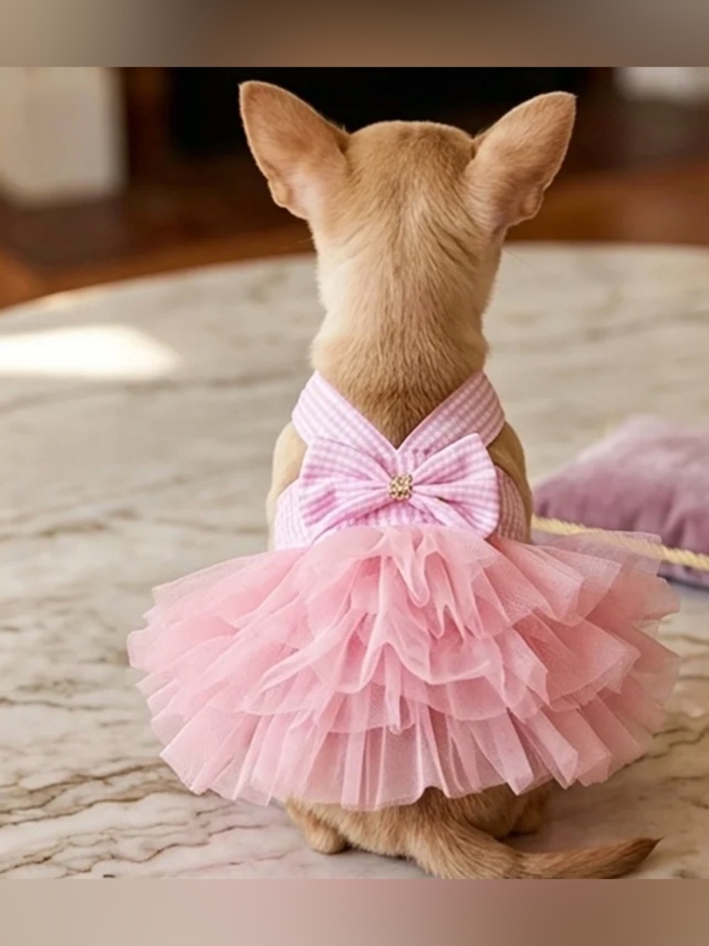 Boutique Pink Tulle Ruffle Pet Dress with Bow - Picture 2 of 11